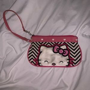 Chevron Hello Kitty Wristlet
